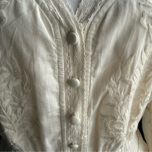 Allison New York Lace Embroidered Tiered Mini Dress Cream L Boho Bridal  Prairie